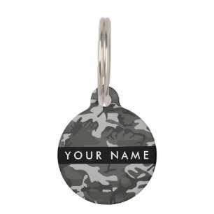 Grey Camouflage Pattern, Your name, Personalize Pet Tag