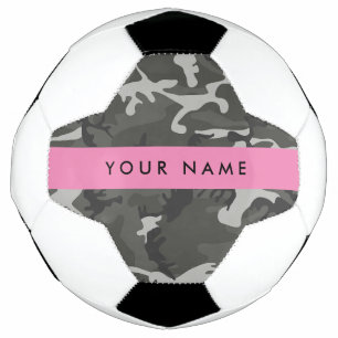 Grey Camouflage Pattern, Your name, Personalize Soccer Ball