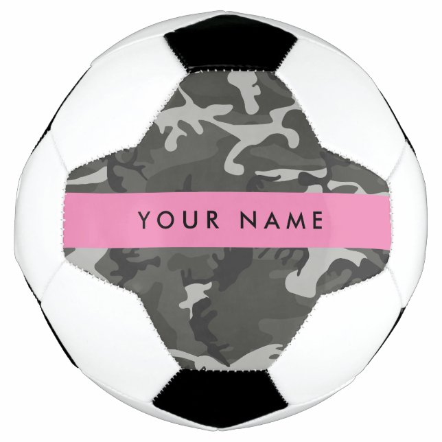 Grey Camouflage Pattern, Your name, Personalize Soccer Ball (Front)
