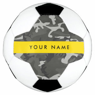Grey Camouflage Pattern, Your name, Personalize Soccer Ball