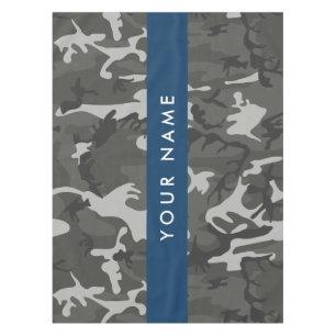 Grey Camouflage Pattern, Your name, Personalize Tablecloth