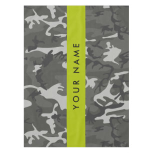 Grey Camouflage Pattern, Your name, Personalize Tablecloth