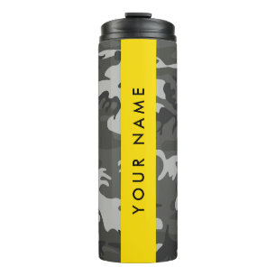 Grey Camouflage Pattern, Your name, Personalize Thermal Tumbler