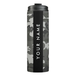 Grey Camouflage Pattern, Your name, Personalize Thermal Tumbler