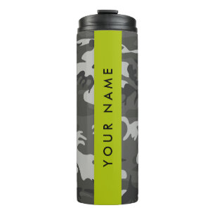 Grey Camouflage Pattern, Your name, Personalize Thermal Tumbler