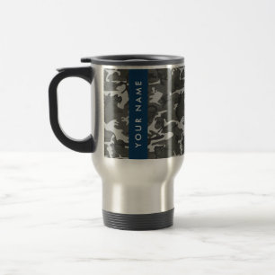 Grey Camouflage Pattern, Your name, Personalize Travel Mug