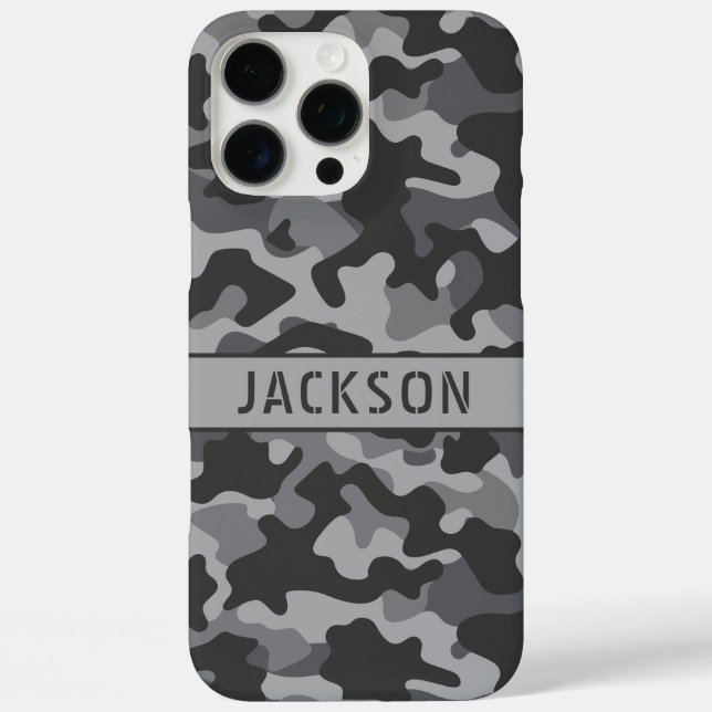 Grey Camouflage Personalized Case-Mate iPhone Case (Back)