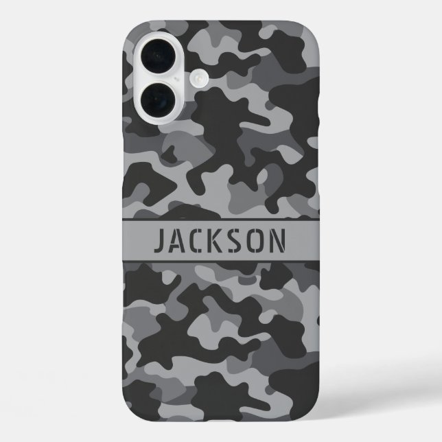 Grey Camouflage Personalized Case-Mate iPhone Case (Back)