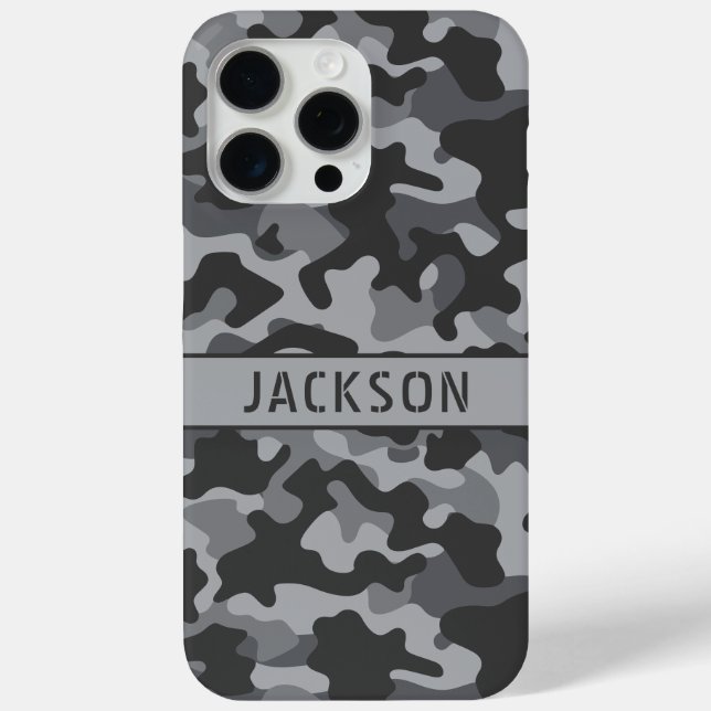 Grey Camouflage Personalized Case-Mate iPhone Case (Back)