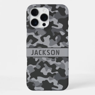 Grey Camouflage Personalized iPhone 16 Pro Max Case