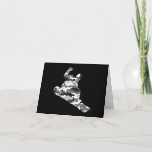 Grey Camouflage Snowboarder Thank You Card