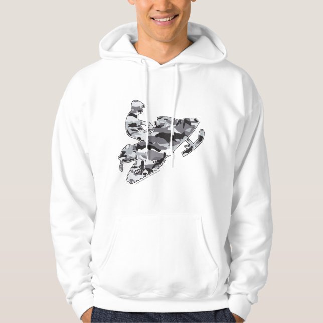 Grey Camouflage Snowmobile Hoodie (Front)