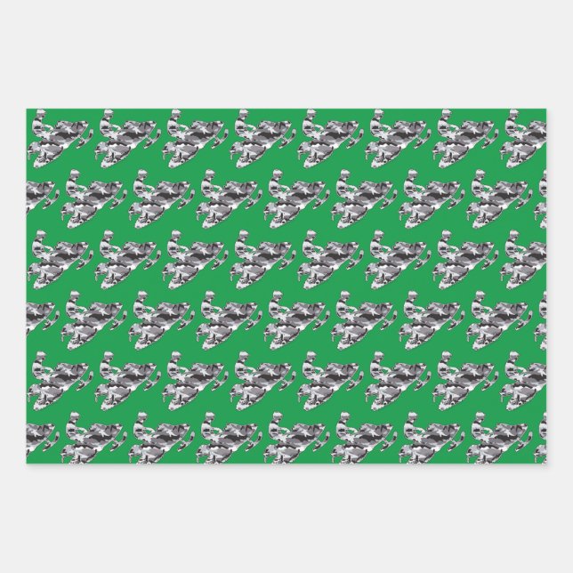 Grey Camouflage Snowmobiler Wrapping Paper Sheet (Front)
