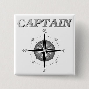 Grey Captain with Compass Rose 2 Inch Square Button