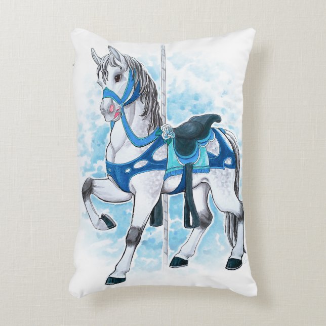 Grey Carousel Horse Pillow (Front(Vertical))