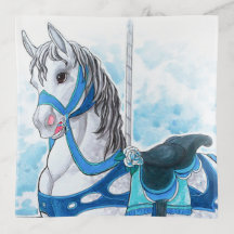 Grey Carousel Horse Square Tray