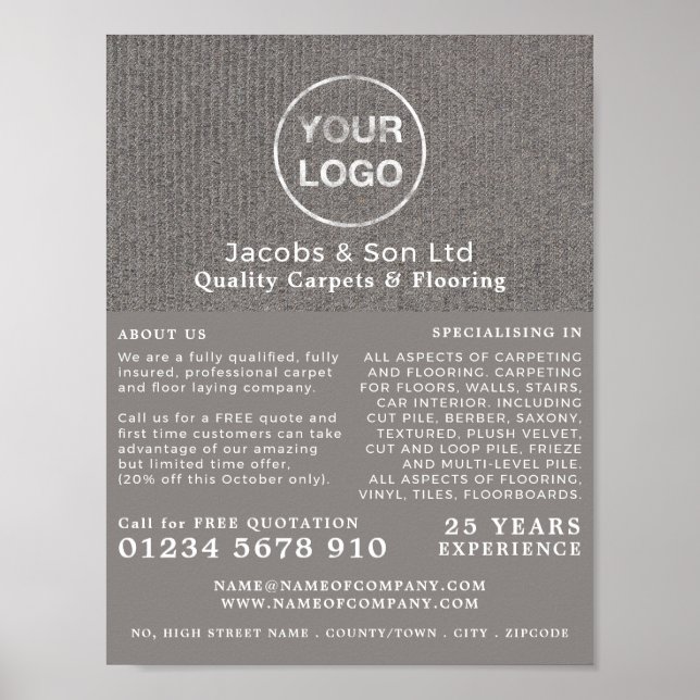 Grey Carpet, Carpet Layer, Fitter Advertising Poster (Front)