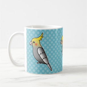 Grey Cartoon Cockatiel Parrot Bird Coffee Mug