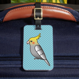 Grey Cartoon Cockatiel Parrot Bird Luggage Tag