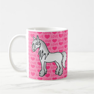 Grey Cartoon Gypsy Vanner Shire Clydesdale Love Coffee Mug