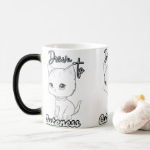 Grey Cartoon Kitten with Big Eyes