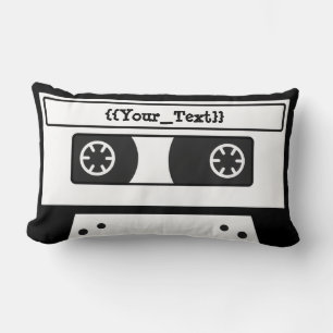 Grey Cassette Tape Lumbar Pillow