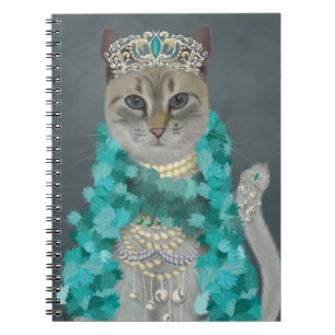 Grey Cat   Adorned With Bells Portrait Notebook
