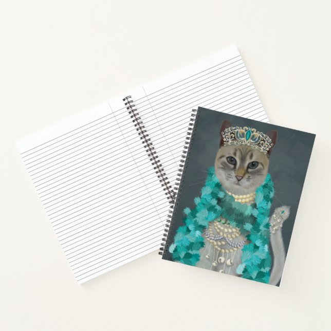 Grey Cat | Adorned With Bells Portrait Notebook (Inside)