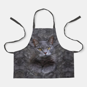 Grey Cat All-Over Print Apron