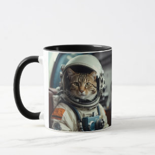 Grey Cat Astronaut in Outer Space Mug