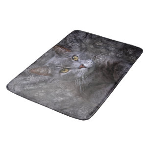 Grey Cat Bath Mat