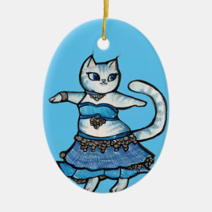 Grey Cat Belly Dancer                              Ceramic Ornament