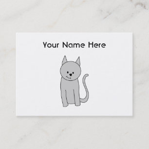 Grey Cat Cartoon. Business Card