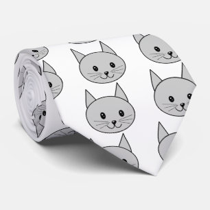 Grey Cat Cartoon. Tie