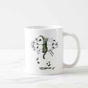 grey cat caught in treble trouble music notes coffee mug