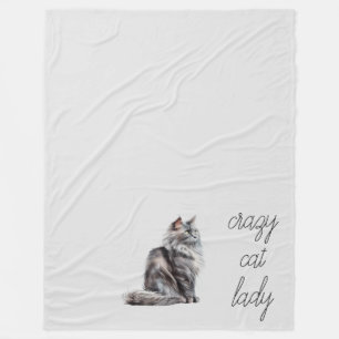 Grey Cat  Fleece Blanket