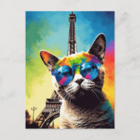 Grey Cat in Sunglasses in Paris