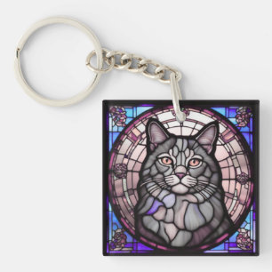 Grey Cat  Keychain