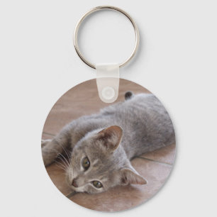 Grey Cat Keychain