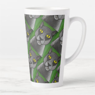 Grey cat Latte Mug