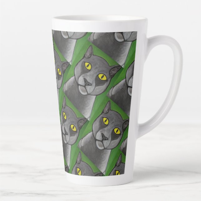 Grey cat Latte Mug (Right)