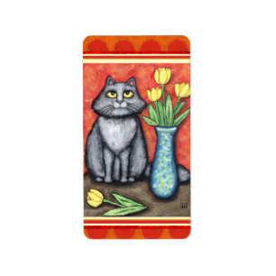 Grey Cat Lover's Sticker / Labels