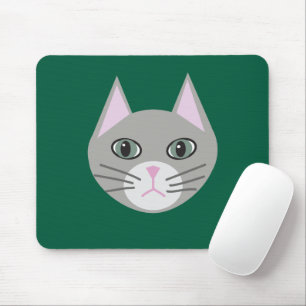 Grey Cat Mouse Pad