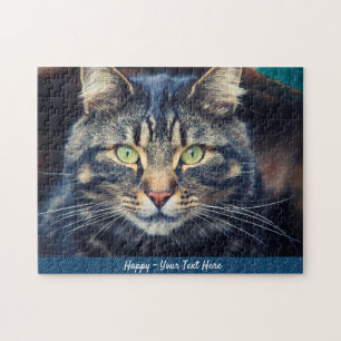 Grey Cat or Add Your Pet Photo Gift Giving Jigsaw Puzzle