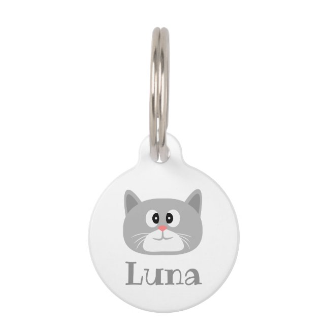 Grey Cat Pet Tag (Front)