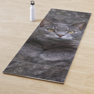 Grey Cat Portrait Yoga Mat