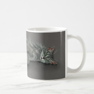 Grey Cat Rolling Over Coffee Mug