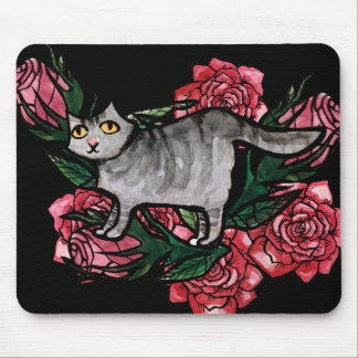 Grey Cat Roses Grey Cats                           Mouse Pad