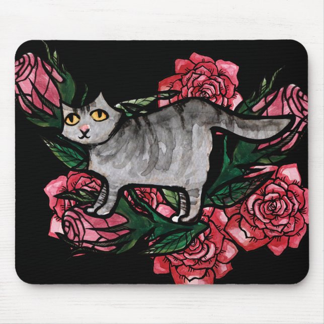 Grey Cat Roses Grey Cats                           Mouse Pad (Front)