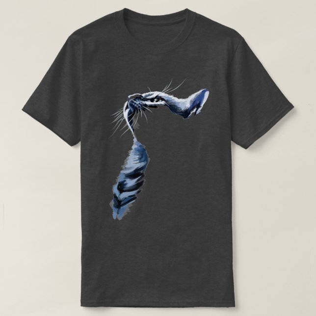 Grey Cat Shadowed  Cats   Gifts  T-Shirt (Design Front)